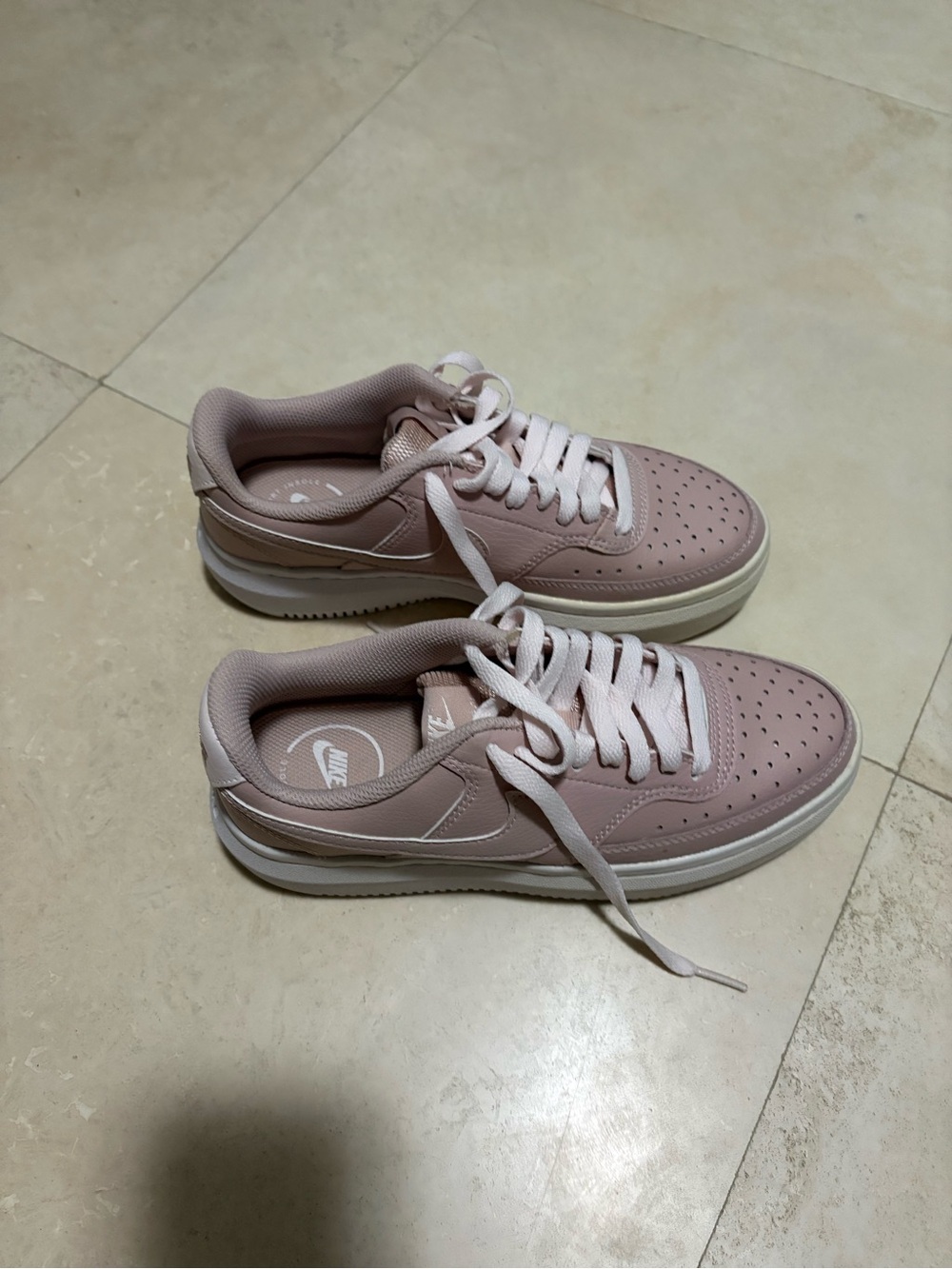 Nike Dusty Pink Low-Top Platform Sneakers with White Accents